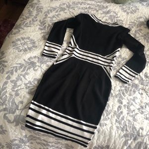 Black and White Sweater Midi Dress